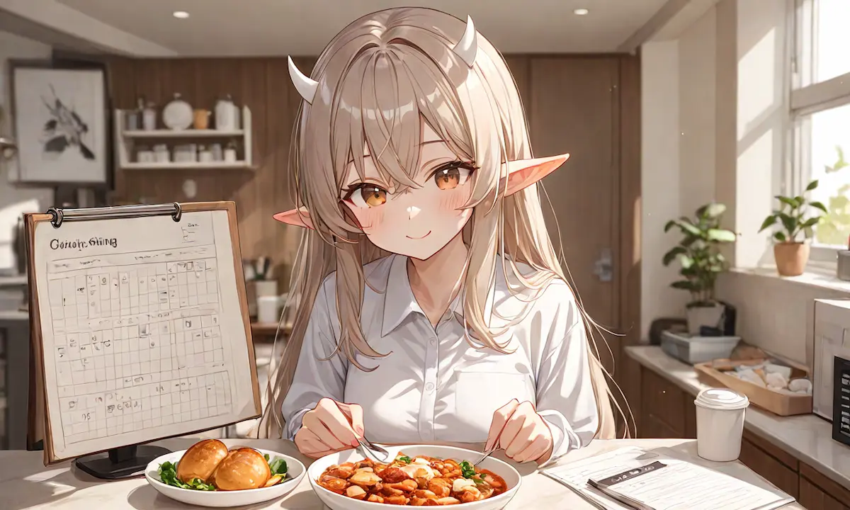 朝食を楽しむ幸せな女性またはファミリー。朝食ルーティン化による生産性向上、時間管理の効果を表現した前向きなイメージ