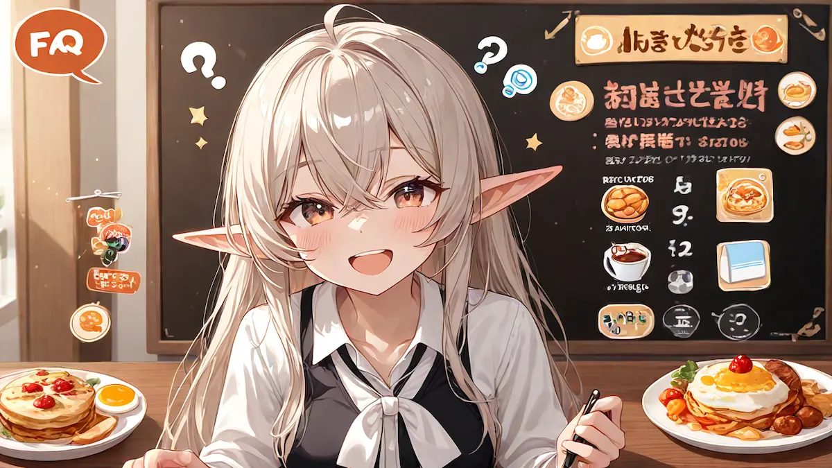 朝食ルーティンに関する質問と回答がまとめられた情報ガイド。飽きやすさ、栄養不足、時間不足などの一般的な悩みとその解決策を表現した画像